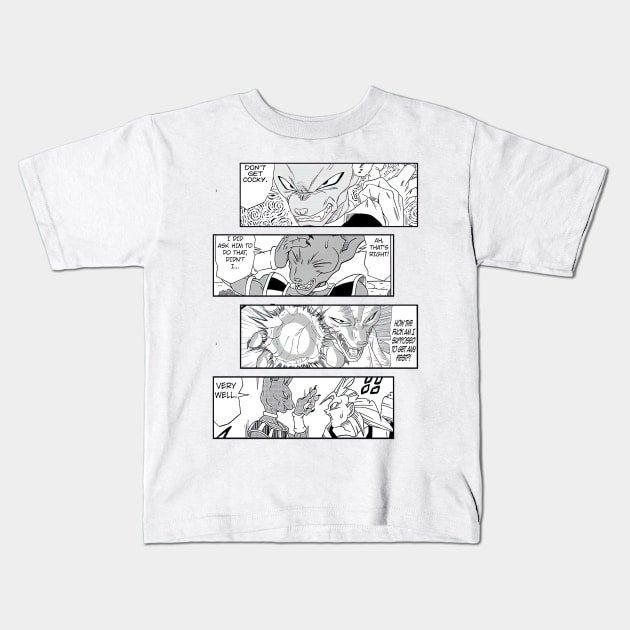 Beerus Dragon Ball Doragon Boru Manga Panel Kids T-Shirt by AinisticGina